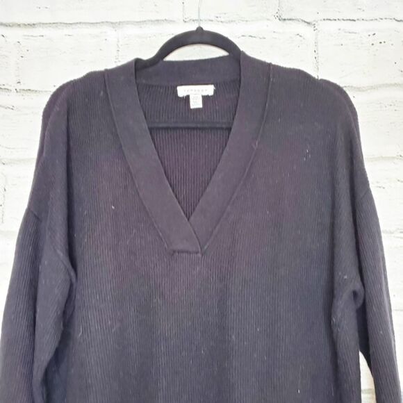 Topshop oversized v neck ribbed sweater black XS - Picture 6 of 7